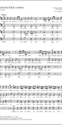 Mozart: D'Bäurin hat d'Katz verlorn KV Anh. C 9.01 (Partituur)