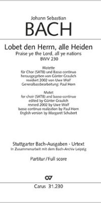Bach: Motette BWV 230 Lobet den Herrn, alle Heiden (Partituur)