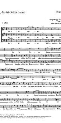 Telemann: Siehe, das ist Gottes Lamm (I) (TVWV 1:1318 (SATB)