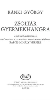 Ránki: Zsoltár gyermekhangra