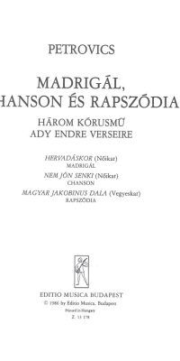 Petrovics: Madrigál, chanson és rapszódia