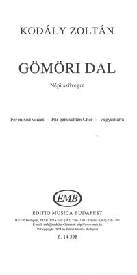 Kodály: Gömöri dal népi szövegre