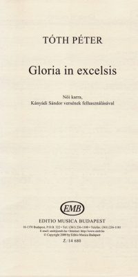 Tóth: Gloria in excelsis, for Female Choir