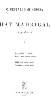 Gesualdo: Six madrigals 1