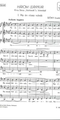 Szőnyi: Három leánykar (Three Female Choruses)