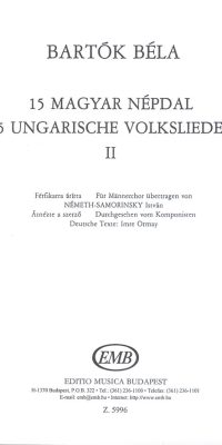 Bartók: 15 hungarian folksongs 2
