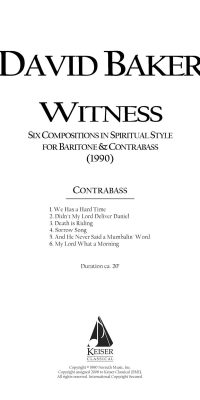 Six Original Compositions in Spiritual Style (Baritone and Double Bass)