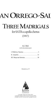 Moca Tan fuermosa from Three Madrigals, Op. 62