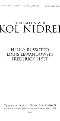 Three Settings of Kol Nidrei Collection (SATB)