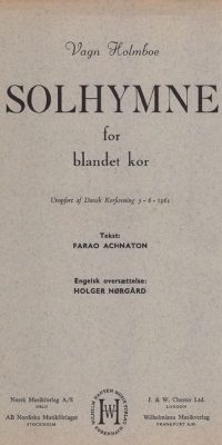 Vagn Holmboe_fuerao Achnaton: Solhymne (SATB)
