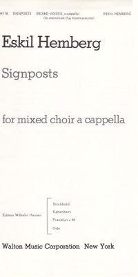 Eskil Hemberg: Signposts (SATB a Cappella)