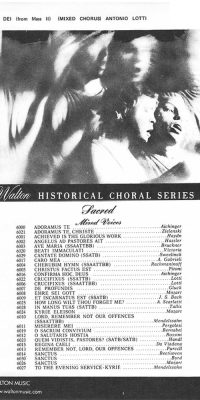 Antonio Lotti: Agnus Dei: Music of Inner Harmony (SATB)