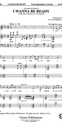 I Wanna Be Ready Mezzo Solo, (SATB)