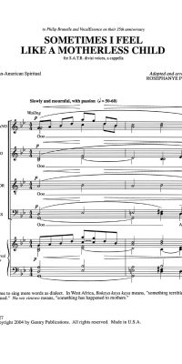 Sometimes I Feel Like A Motherless Chil' (SATB)