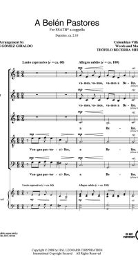 Teófilo Becerra  Medina: A Belén Pastores (SATB)