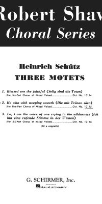 Heinrich Sch³tz: He Who With Weeping Soweth - Die Mit Tranen Saen