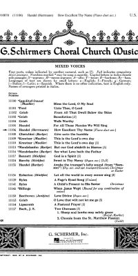 George Frideric Handel: How Excellent Thy Name