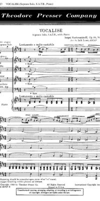 Sergei Rachmaninov: Vocalise (Soprano, SATB and Piano)