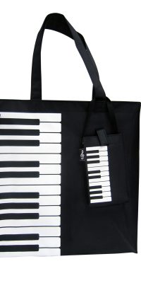 Canvas Tote Bag With Keyboard/Piano Design